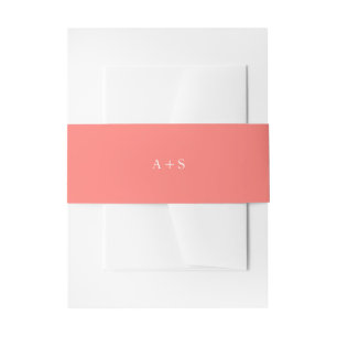 Moderne Fette Lebendige Korallenmonogramm-Hochzeit Einladungsbanderole