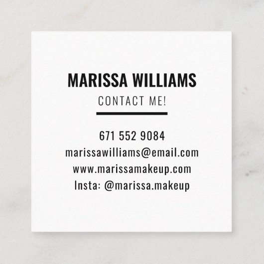 Moderne, fette Make-up-Künstlerin abstrakte Modest Quadratische Visitenkarte (Rückseite)