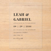 Moderne fette Minimal Foto Monogram Wedding Acryleinladungen (Vorderseite)