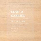 Moderne fette Minimal Foto Monogram Wedding Acryleinladungen (Vorderseite)