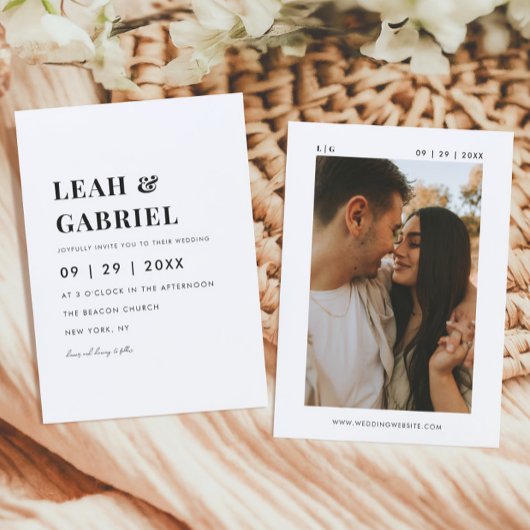 Moderne fette Minimal Foto Monogram Wedding Einladung