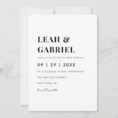 Moderne fette Minimal Foto Monogram Wedding Einladung (Vorderseite)