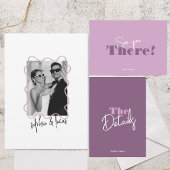 moderne, fette Minimal Lavender & lilac Wavy Weddi Einladung