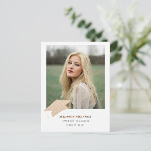 Moderne fette Minimalistische Grad Ankündigung Gol Postkarte (Stehend Vorderseite)