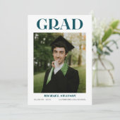 Moderne fette Minimalistische Grad-Ankündigung Grü Einladung (Stehend Vorderseite)