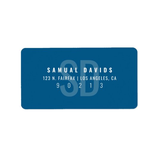 Moderne fette Monogram Blue Gray Rücksendeadresse Adressaufkleber (Vorne)