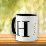 Moderne fette Monogram Name Gold Black Coffee Tass Kaffeetasse<br><div class="desc">Moderne fette Monogram Name Gold Black Coffee Tasse. Personalisieren Sie Ihre eigene Monogramm Initial und Name.</div>