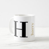 Moderne fette Monogram Name Gold Black Coffee Tass Kaffeetasse (Vorderseite Links)