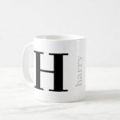 Moderne fette Monogramm Name Silver Black Coffee T Kaffeetasse (Vorderseite Links)