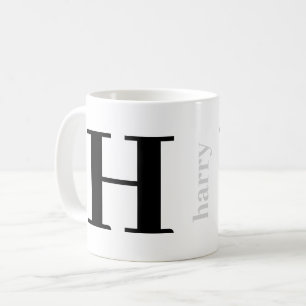 Moderne fette Monogramm Name Silver Black Coffee T Kaffeetasse