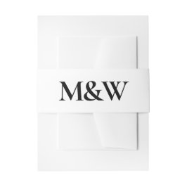 Moderne, fette Monogramm Schwarz-Weiß-Hochzeit Einladungsbanderole