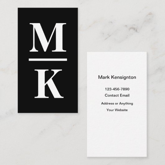 Moderne, fette, monogrammierte Herren-Geschäftskar Visitenkarte (Vorne/Hinten)