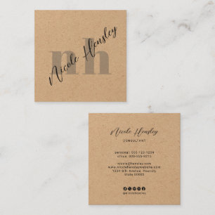 Moderne, fette, monogrammierte, minimalistische, r quadratische visitenkarte