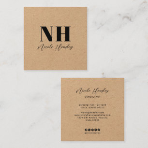 Moderne, fette, monogrammierte, minimalistische, r quadratische visitenkarte