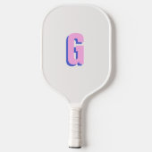 Moderne, fette, monogrammierte rosa und blaue pickleball schläger (Rückseite)