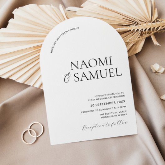 Moderne fette Namen Arch Black & White Wedding Einladung