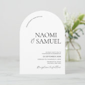 Moderne fette Namen Arch Black & White Wedding Einladung (Stehend Vorderseite)