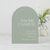Moderne, fette Namen Arch Sage Wedding Einladung (Stehend Vorderseite)