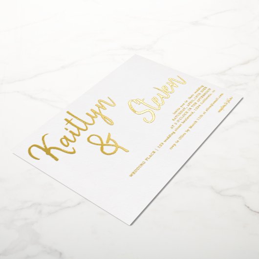 Moderne fette Namen schreiben minimalistische Hoch Folieneinladung (Gedreht)