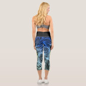 Moderne fette Neonsonnenblume Capri Leggings (Rückseite)