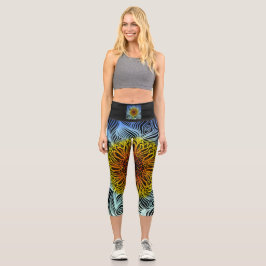 Moderne fette Neonsonnenblume Capri Leggings
