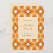 Moderne fette Orange Brown Retro Wedding Save The Date (Vorne/Hinten)