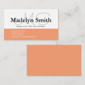 Moderne, fette Pfirsichinitialen - Visitenkarte (Vorne/Hinten)