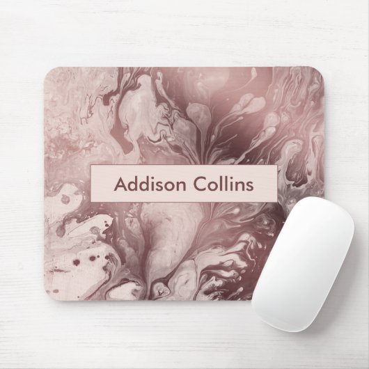 Moderne, fette Rose Gold & Blush Marmorname Mousepad (Mit Mouse)