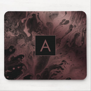 Moderne fette Rose Gold- und Schwarz-Marmor-Monogr Mousepad