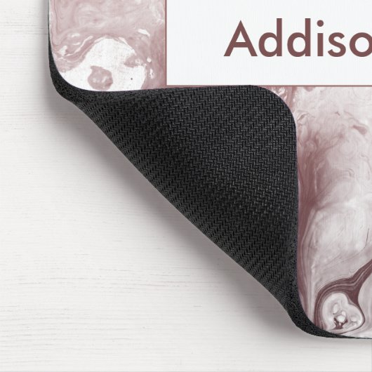 Moderne, fette Rose Gold & White Marmorname Mousepad (Ecke)