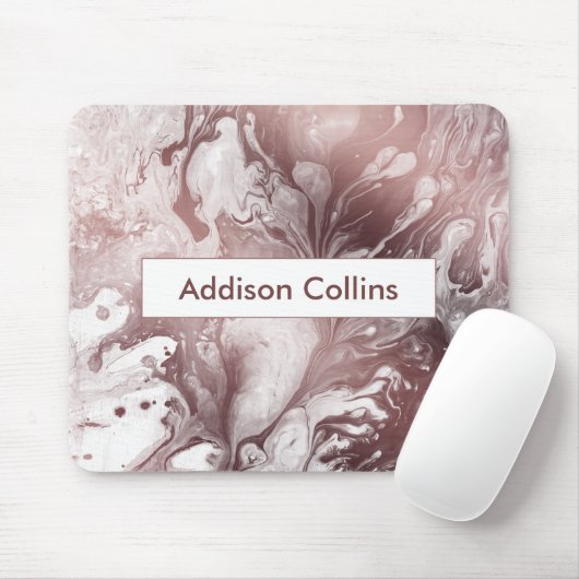 Moderne, fette Rose Gold & White Marmorname Mousepad (Mit Mouse)