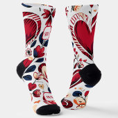 Moderne fette rote Herzen & blumenmonogramm Socken