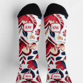 Moderne fette rote Herzen & blumenmonogramm Socken (Oben)