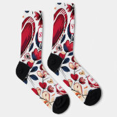 Moderne fette rote Herzen & blumenmonogramm Socken (Rechts)