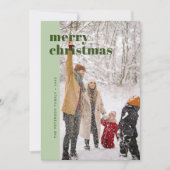 Moderne, fette, salbeigrüne Weihnachtsfoto Feiertagskarte (Vorderseite)