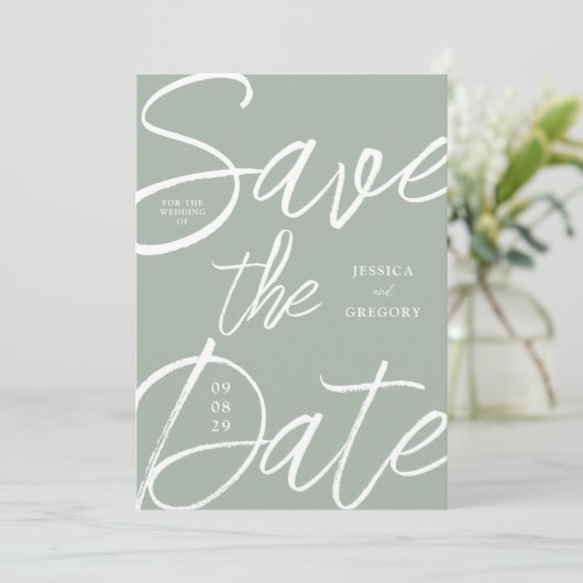 Moderne, fette Schriftzeichen Save The Date (Stehend Vorderseite)