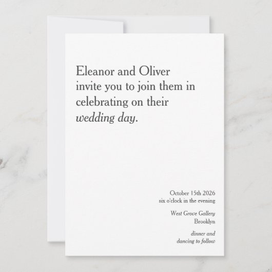 Moderne fette Schwarz-weiße Typografie Stilvolle H Einladung (Vorderseite)