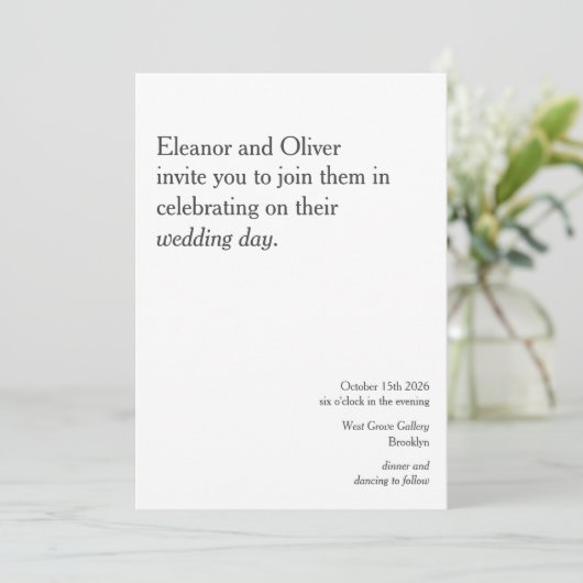 Moderne fette Schwarz-weiße Typografie Stilvolle H Einladung (Stehend Vorderseite)