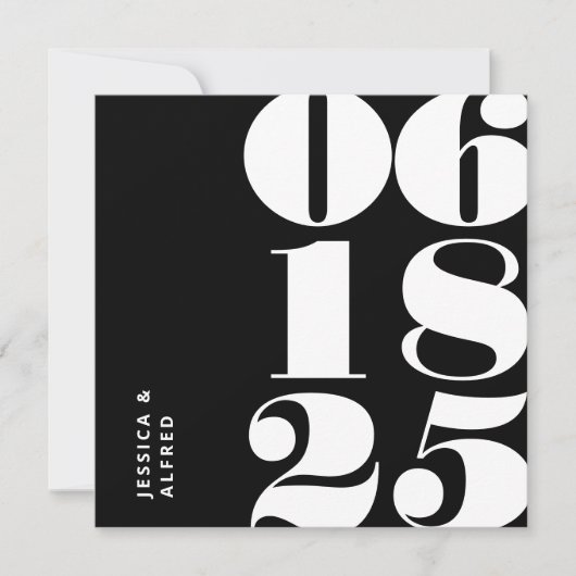 Moderne fette, schwarze Big Date Wedding Save The Date (Vorderseite)