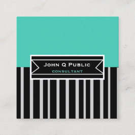 Moderne, fette schwarze Streifen, beidseitig gefer Quadratische Visitenkarte