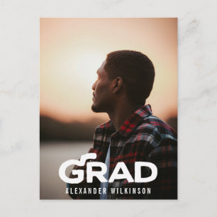 Moderne fette Script Minimal Foto Graduation Party Einladungspostkarte
