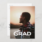 Moderne fette Script Minimal Foto Graduation Party Einladungspostkarte (Vorne/Hinten)