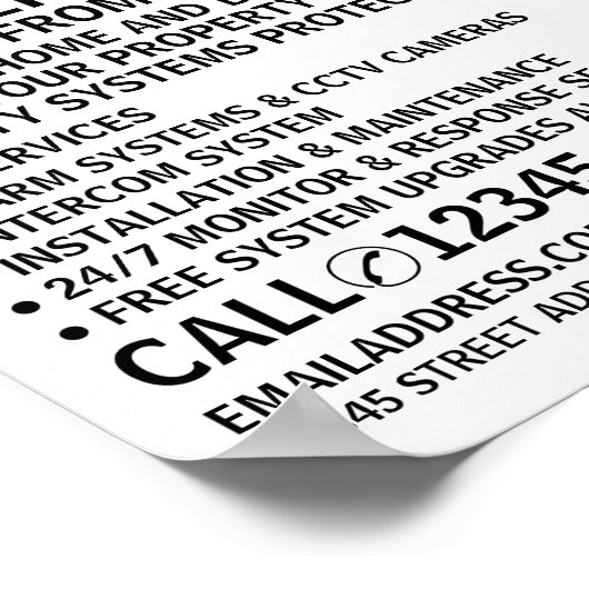 Moderne, fette Sicherheitswarenwerbung Poster (Ecke)