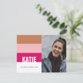 Moderne fette Streifen Pink Tan Foto 21. Geburtsta Postkarte (Stehend Vorderseite)