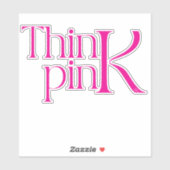 Moderne, fette „Think Pink“-typografische Logos Aufkleber (Blatt)