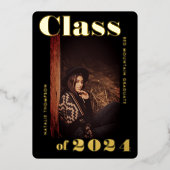 Moderne fette Typografie 2024 Graduation Party Bla Folieneinladung (Vorderseite)