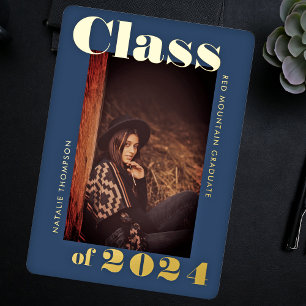 Moderne fette Typografie 2024 Graduation Party Nav Folieneinladung