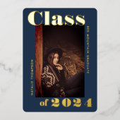 Moderne fette Typografie 2024 Graduation Party Nav Folieneinladung (Vorderseite)