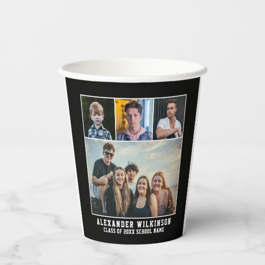 Moderne, fette Typografie 4 Abschluss FotoCollage Pappbecher (Rückseite)