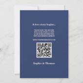 Moderne fette Typografie Apricot Navy Blue Wedding Einladung (Rückseite)